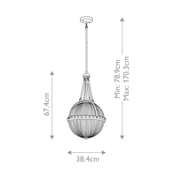 Aster 3 Light Pendant - Natural Brass