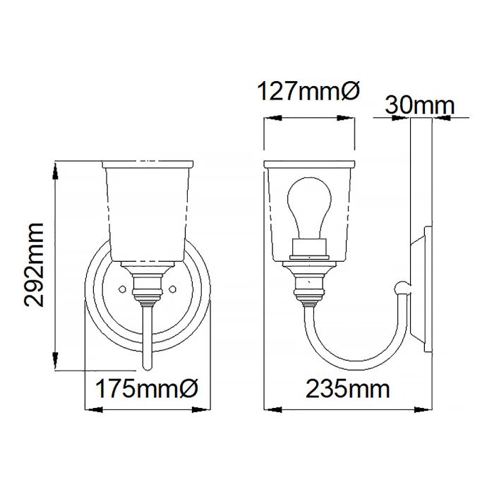 Waverly 1 Light Wall Light - Classic Pewter - Comet Lighting