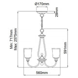 Waverly 3 Light Chandelier - Classic Pewter - Comet Lighting