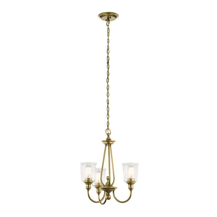 Waverly 3 Light Chandelier - Natural Brass - Comet Lighting