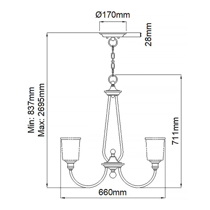 Waverly 5 Light Chandelier - Classic Pewter - Comet Lighting