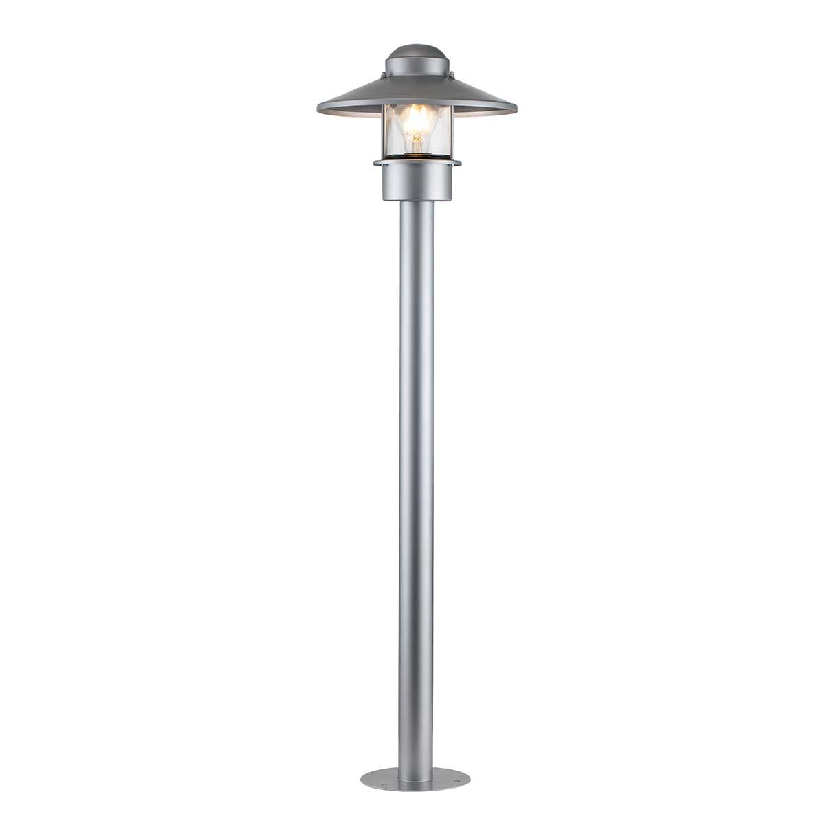 Klampenborg 1 Light Bollard - Silver - Comet Lighting