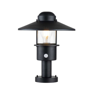 Klampenborg 1 Light Pedestal with PIR - Black - Comet Lighting