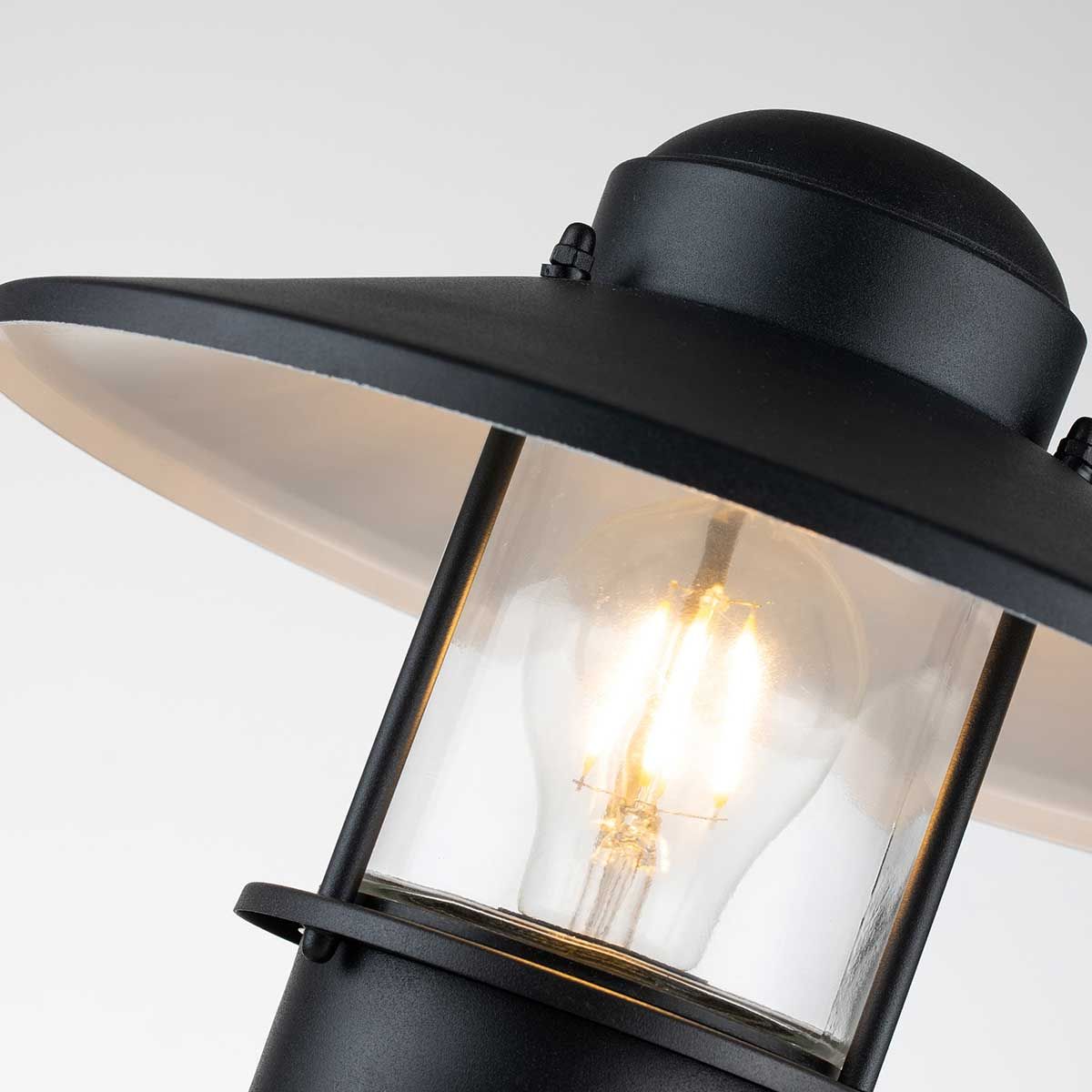 Klampenborg 1 Light Pedestal with PIR - Black - Comet Lighting