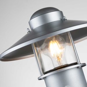 Klampenborg 1 Light Pedestal with PIR - Silver - Comet Lighting