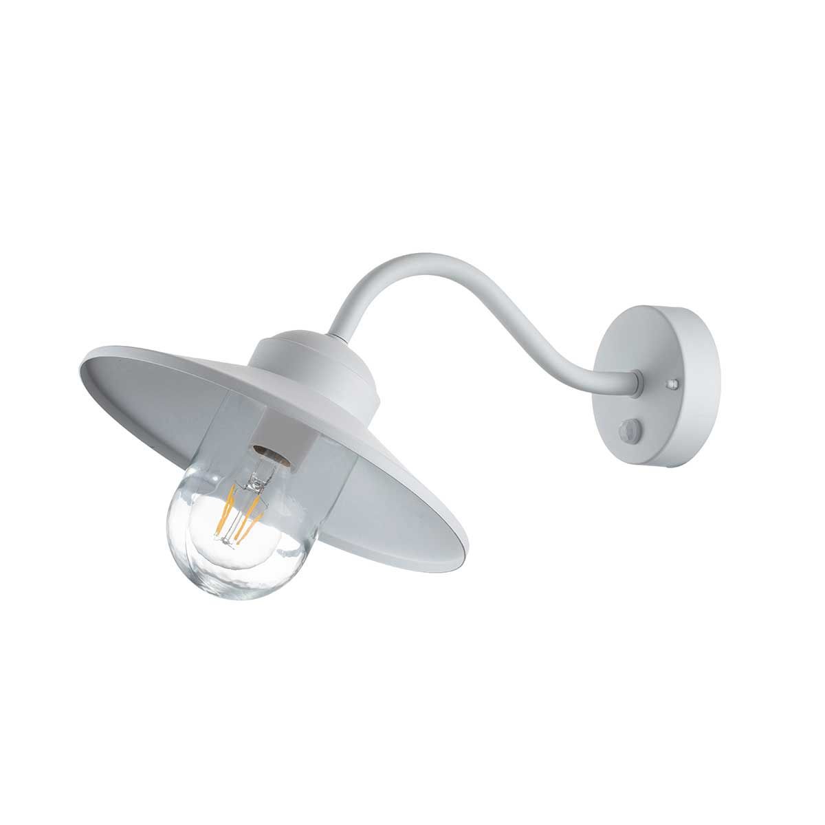 Klampenborg 1 Light Wall Lantern with PIR - White - Comet Lighting