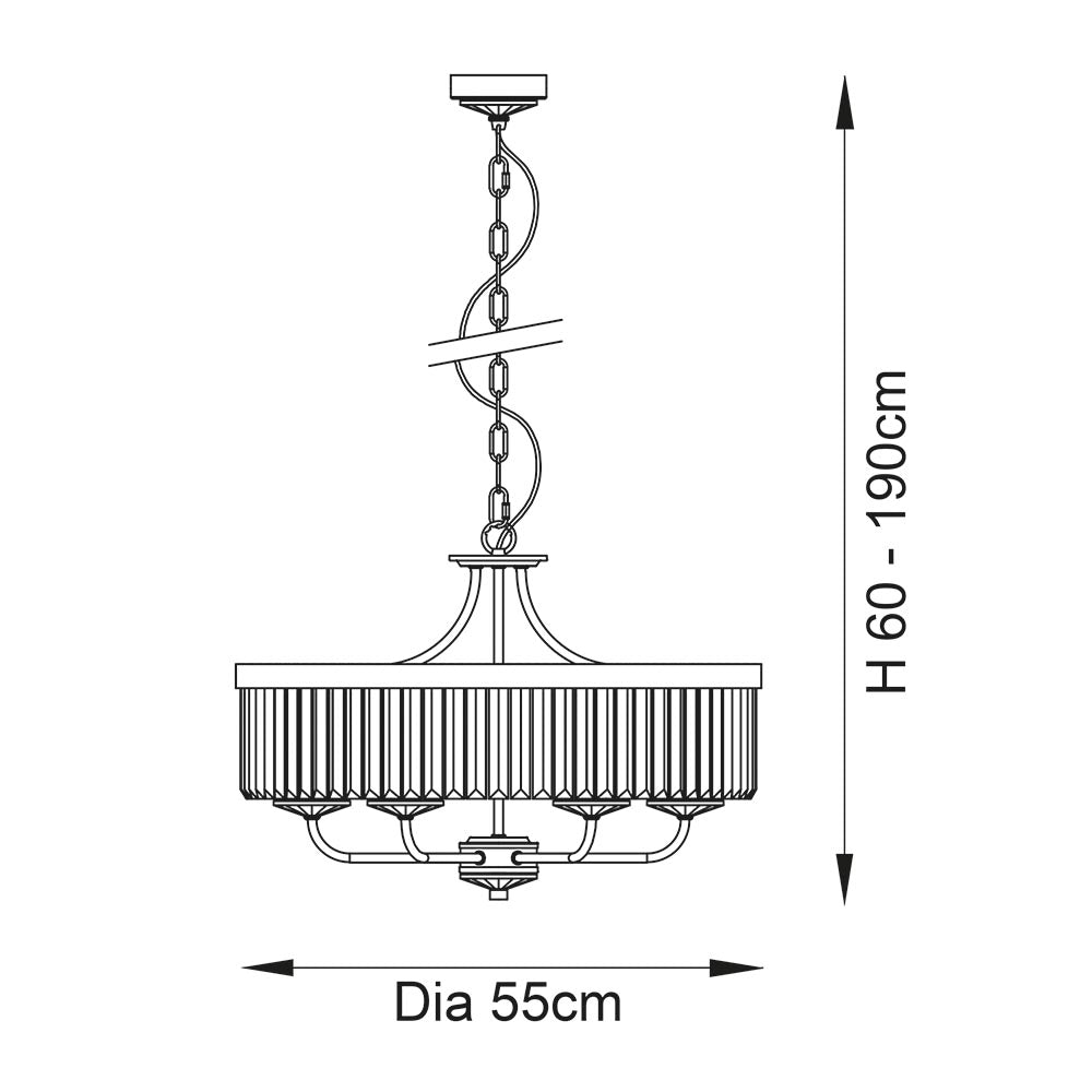 Elbe 6Lt Pendant Ceiling Light Champagne Paint & Rose Pink Cut Glass - Comet Lighting