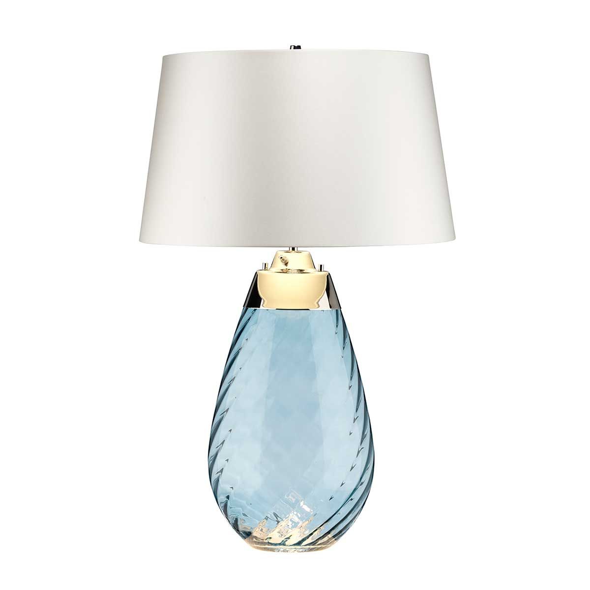 Lena 2 Light Large Blue Table Lamp with Off-white Shade