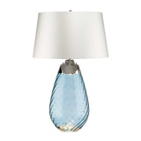 Lena 2 Light Large Blue Table Lamp with Off-white Shade