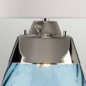 Lena 2 Light Large Blue Table Lamp with Off-white Shade - Comet Lighting