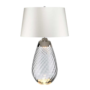 Lena 2 Light Large Smoke Table Lamp with Off-white Shade - Comet Lighting