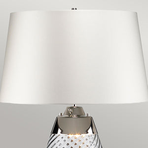 Lena 2 Light Small Blue Table Lamp  with Off-white Shade - Comet Lighting
