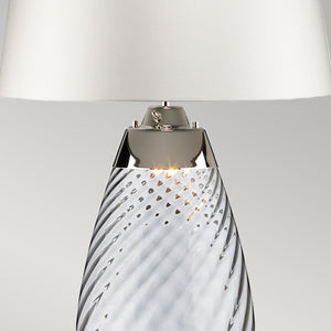 Lena 2 Light Large Smoke Table Lamp with Off-white Shade - Comet Lighting