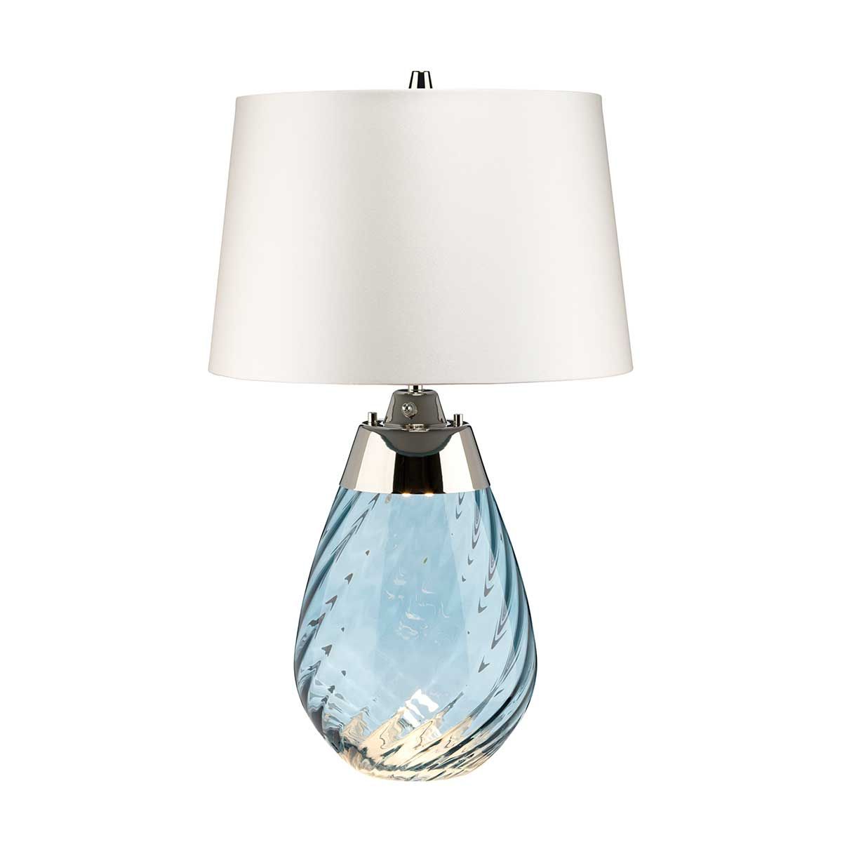 Lena 2 Light Small Blue Table Lamp  with Off-white Shade