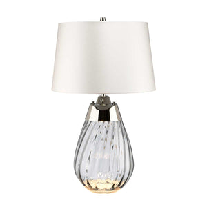 Lena 2 Light Small Smoke Table Lamp with Off-white Shade - Comet Lighting