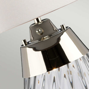 Lena 2 Light Small Smoke Table Lamp with Off-white Shade - Comet Lighting