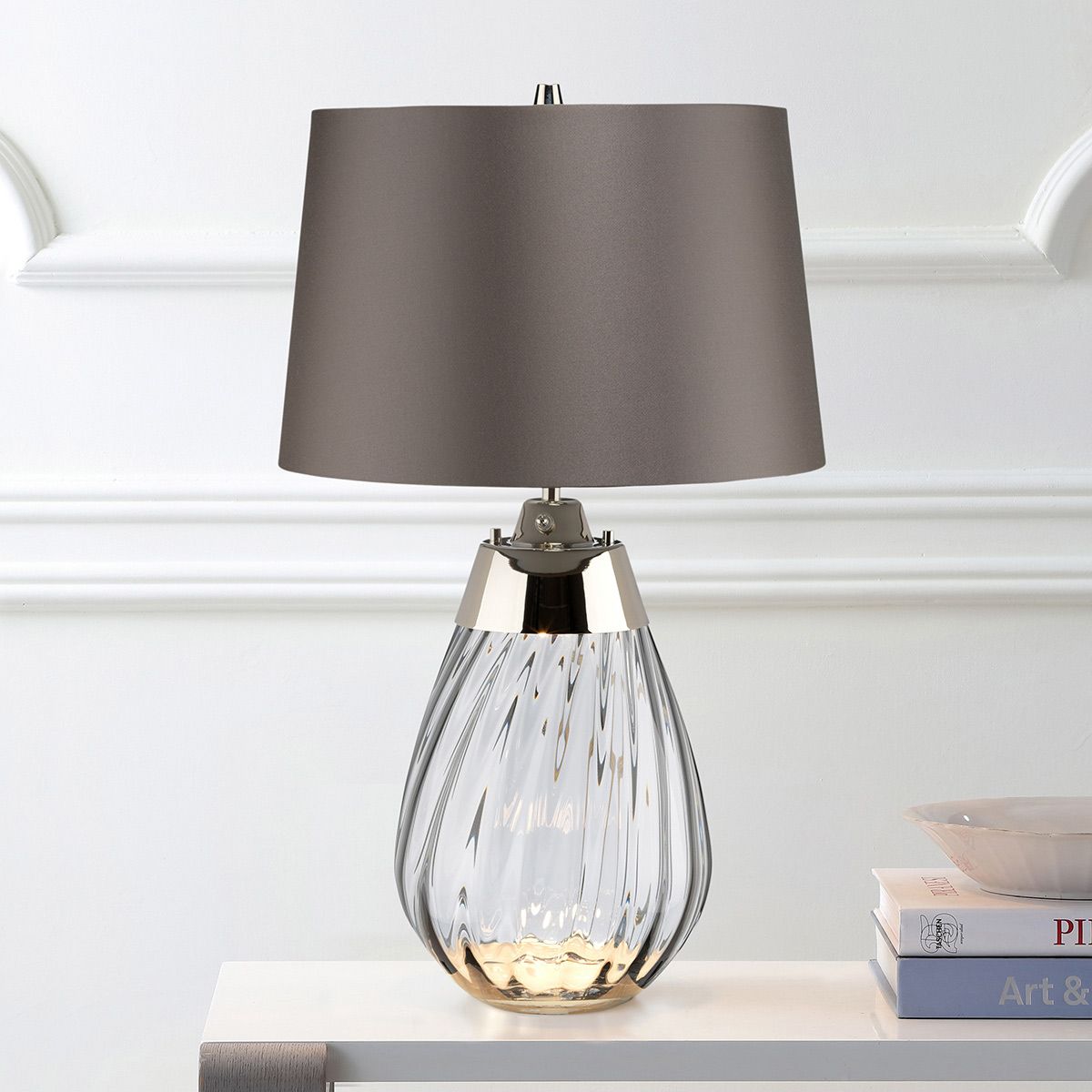Lena 2 Light Small Smoke Table Lamp - Comet Lighting
