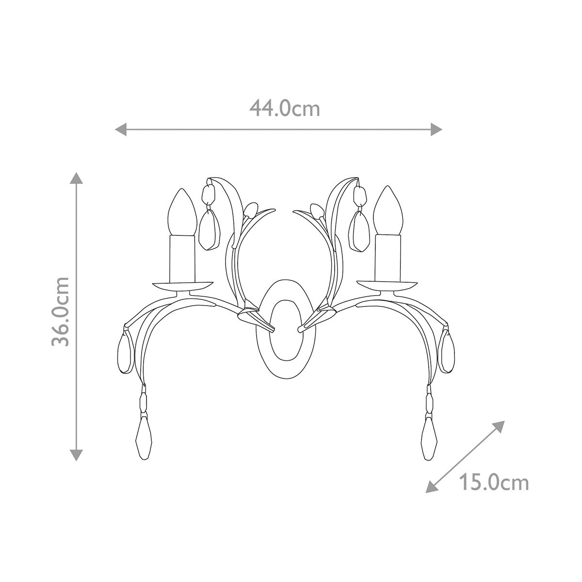 Lily 2-Light Wall Light Antique Bronze - Comet Lighting