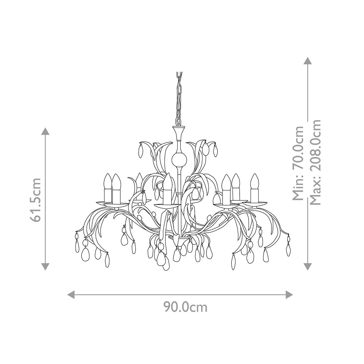 Lily 8-Light Chandelier Antique Bronze - Comet Lighting