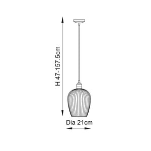 Terek Pendant Ceiling Light Bright Nickel w/ Clear Ribbed Glass - Comet Lighting