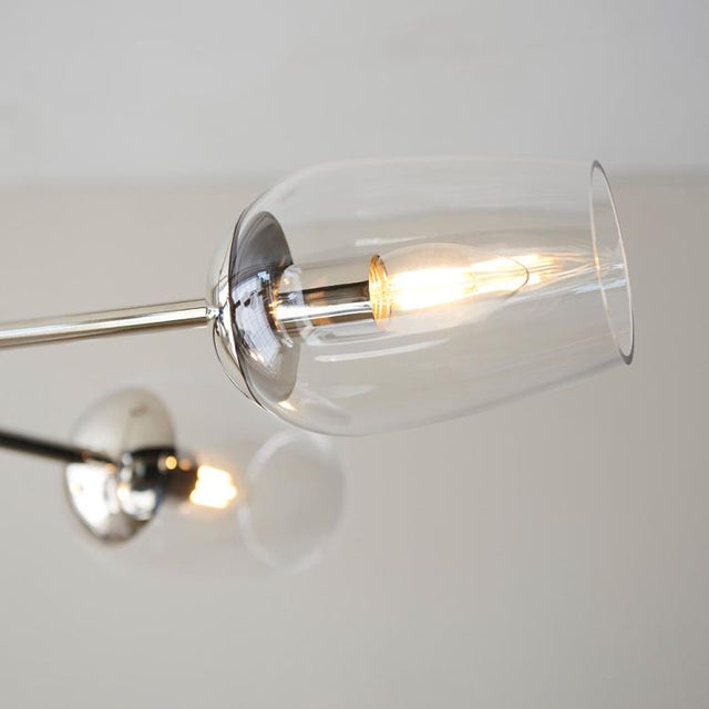 Wilmot 6Lt Pendant Ceiling Light Bright Nickel w/ Clear Glass & Adjustable Stem