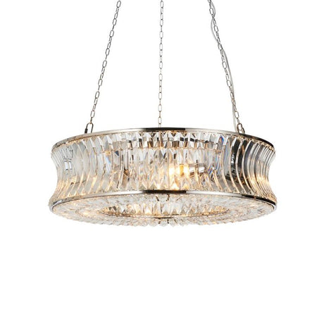 Tirso 6Lt Pendant Ceiling Light Bright Nickel w/ Concave Clear Glass