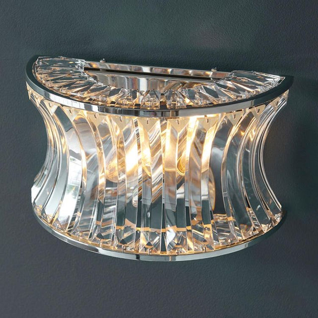 Tirso 2Lt Wall Light Bright Nickel w/ Concave Clear Glass