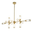 Avon 13Lt Linear Pendant Ceiling Light Satin Brass w/ Ribbed & Frosted Glass