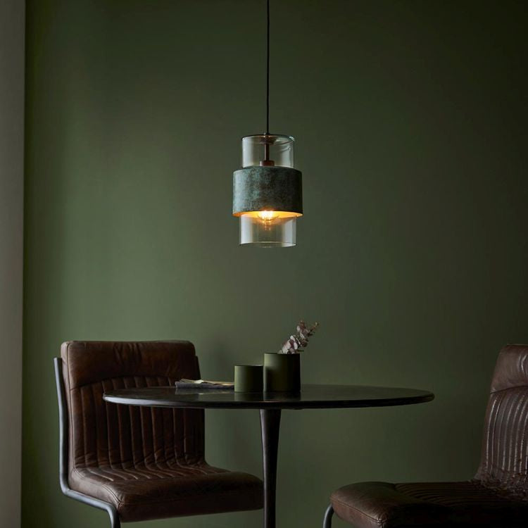 Rewa Pendant Ceiling Light Verdigris - Comet Lighting