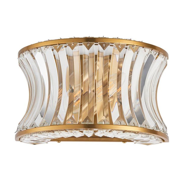 Tirso 2Lt Wall Light Brushed Warm Brass w/ Concave Clear Glass