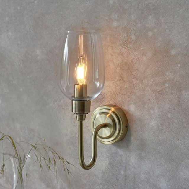 Acheron Wall Light Antique Brass w/ Clear Glass