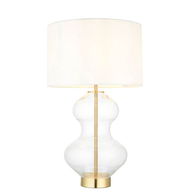 Abitibi Touch Table Lamp Satin Brass W/ White Shade