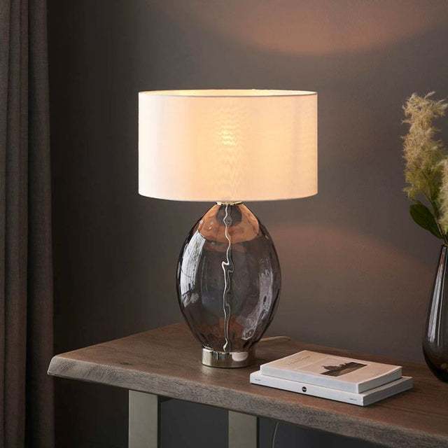 Ibar Touch Table Lamp Nickel & Grey