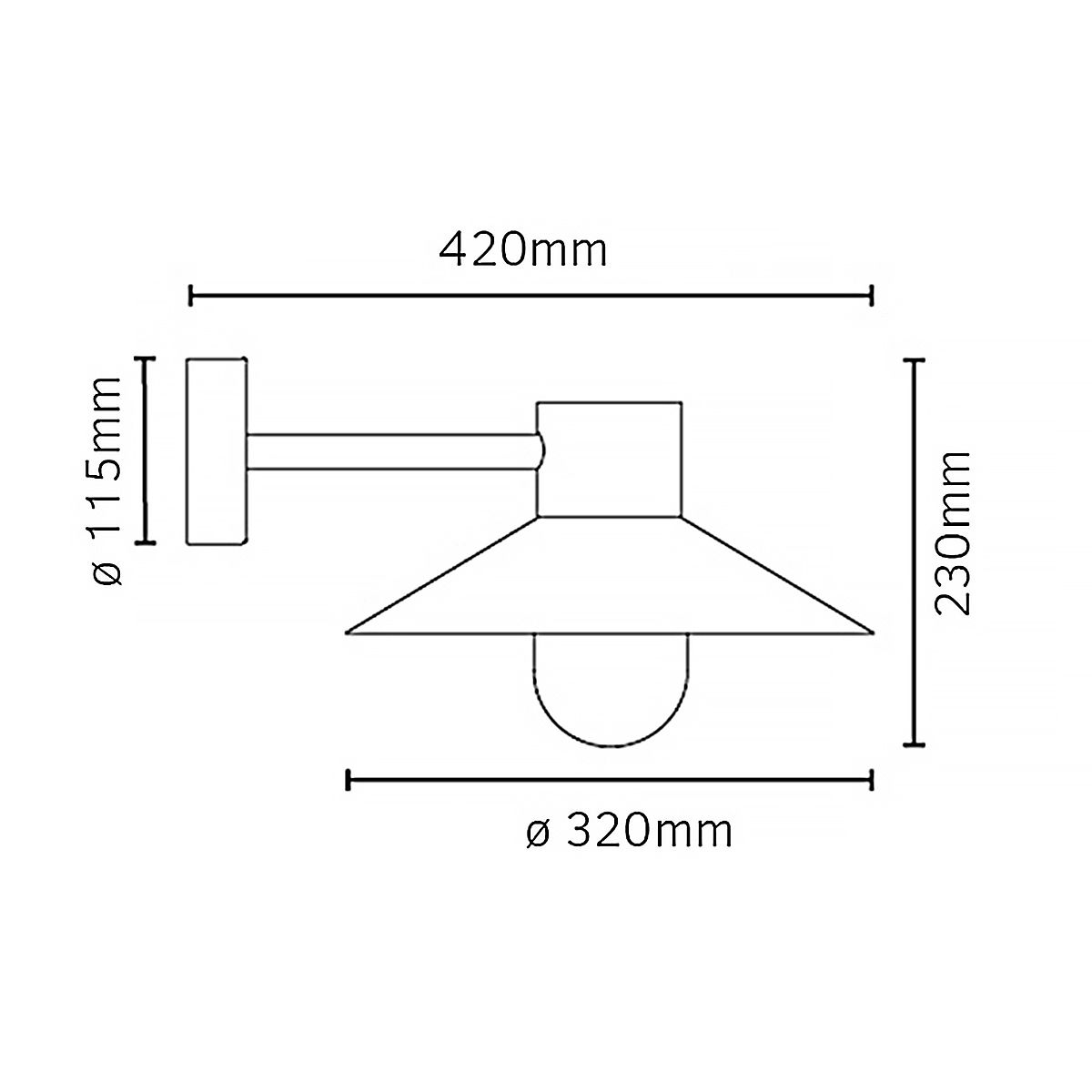 Lund 1 Light Wall Lantern - Black - Comet Lighting