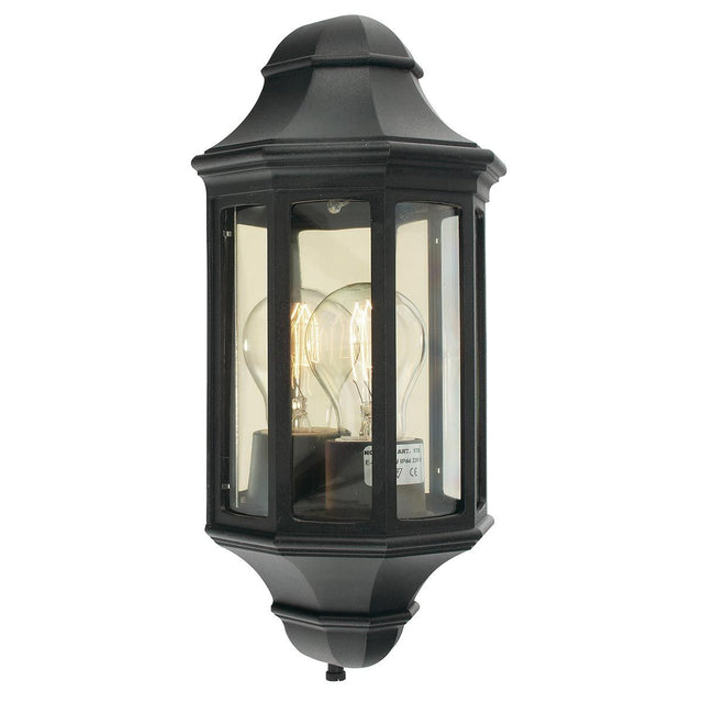Malaga Mini 1 Light Mini Wall Lantern - Black - Comet Lighting