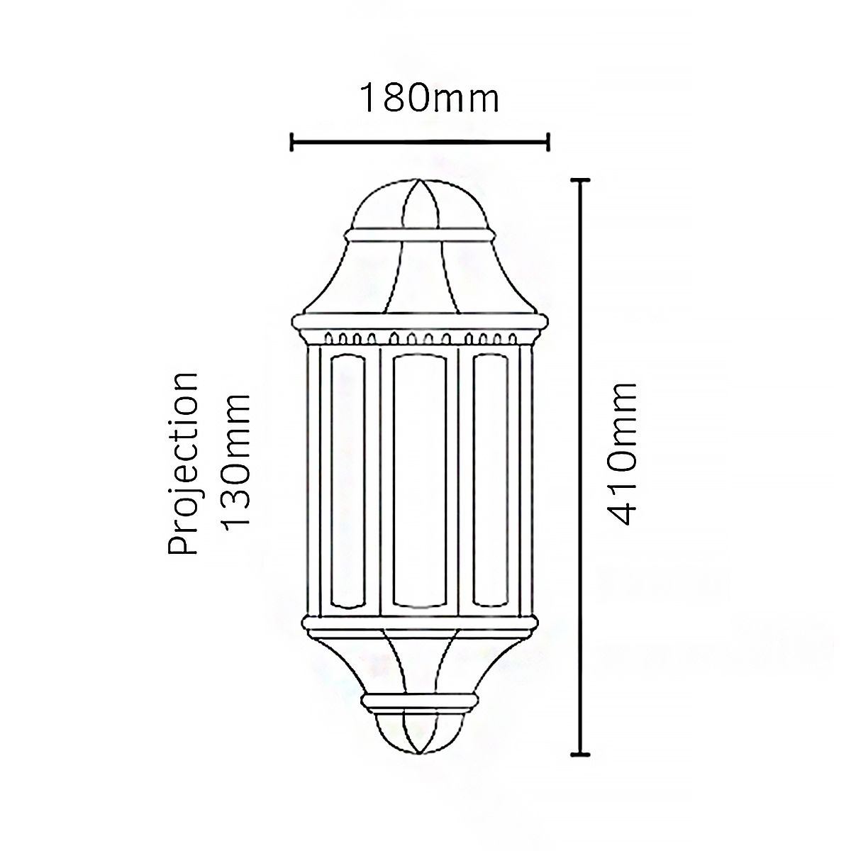 Malaga 1 Light Wall Lantern - Black - Comet Lighting