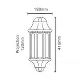 Malaga 1 Light Wall Lantern - Black - Comet Lighting