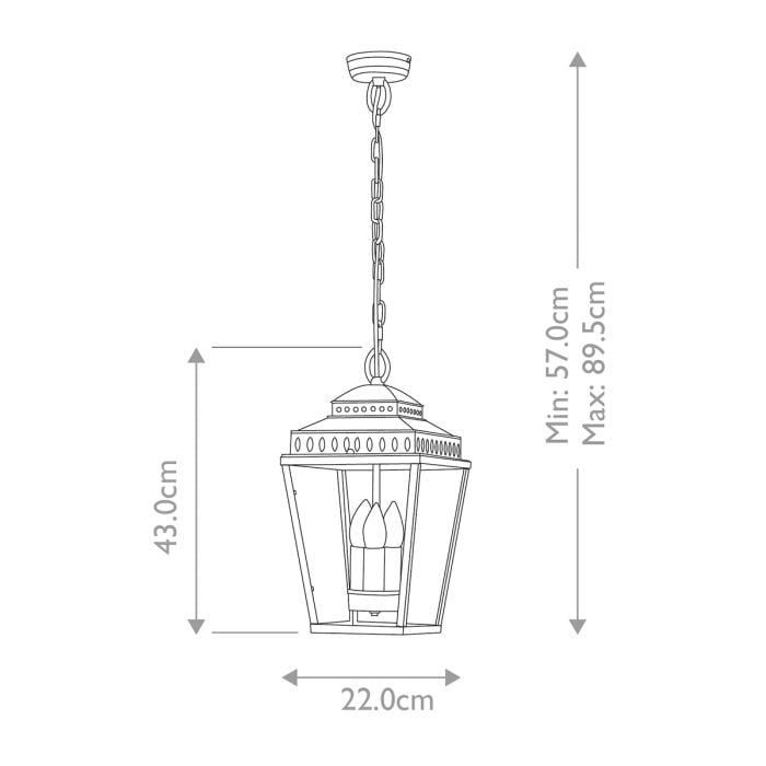 Mansion House Outdoor Chain Lantern Brass
