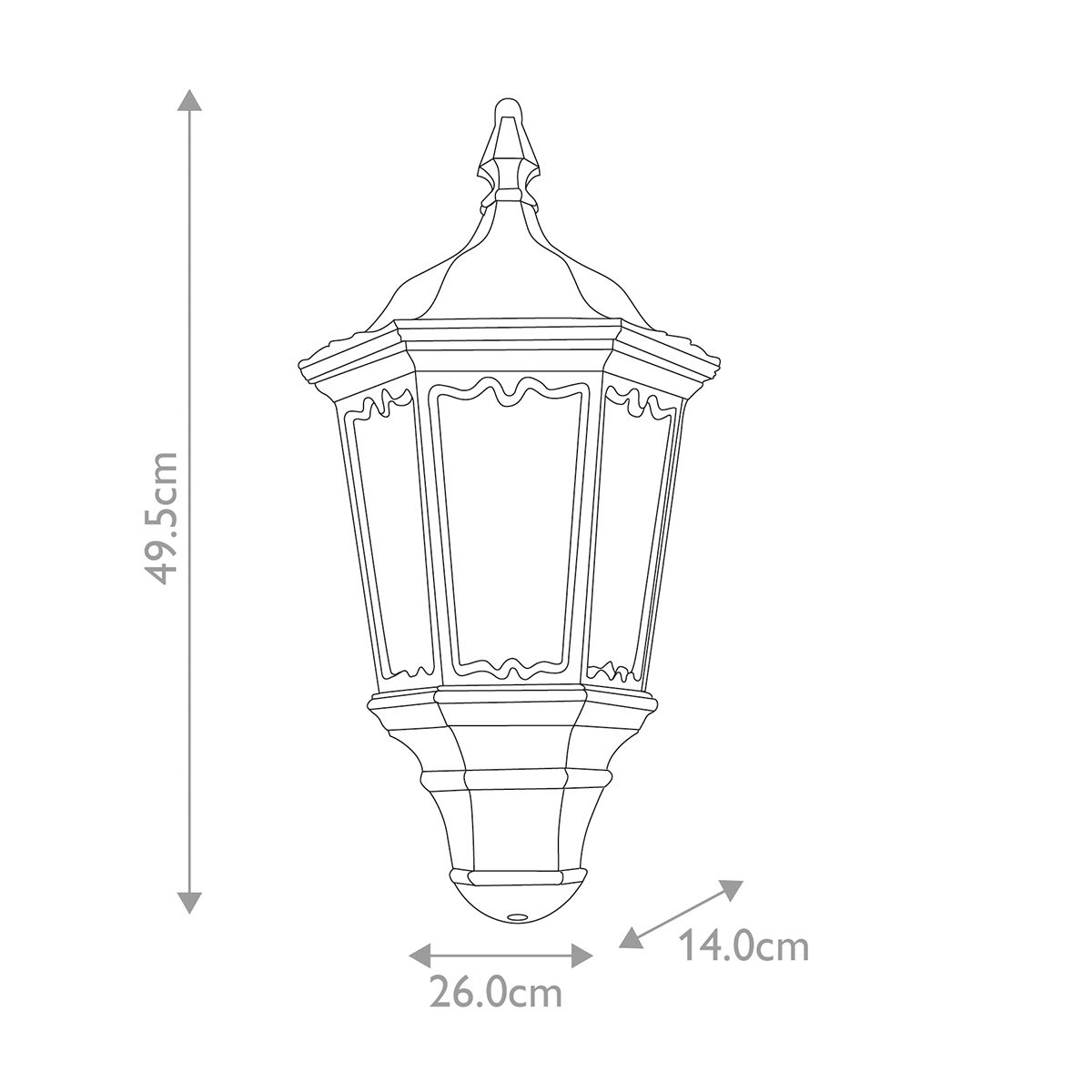 Medstead 1 Light Half Lantern With Pir Sensor - Comet Lighting