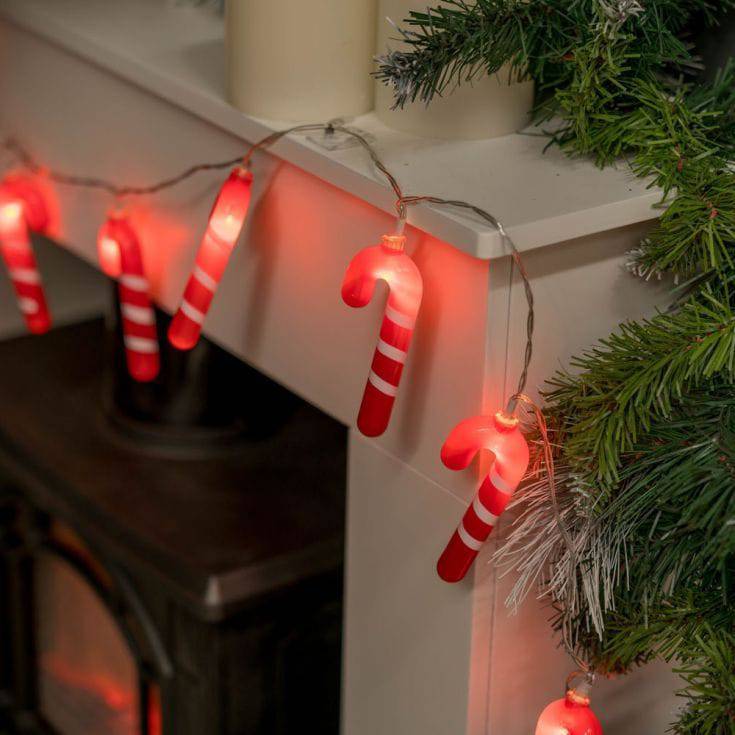 10 Light Battery Operated LED Candy Cane String Lights - Comet Lighting