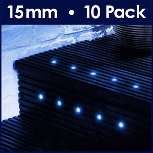 10 pack 15mm Blue LED Decking Lights - Comet Lighting