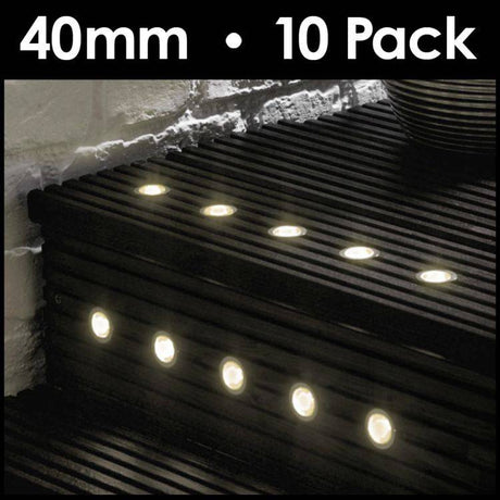 10 pack 40mm Warm White LED Decking Lights - Comet Lighting