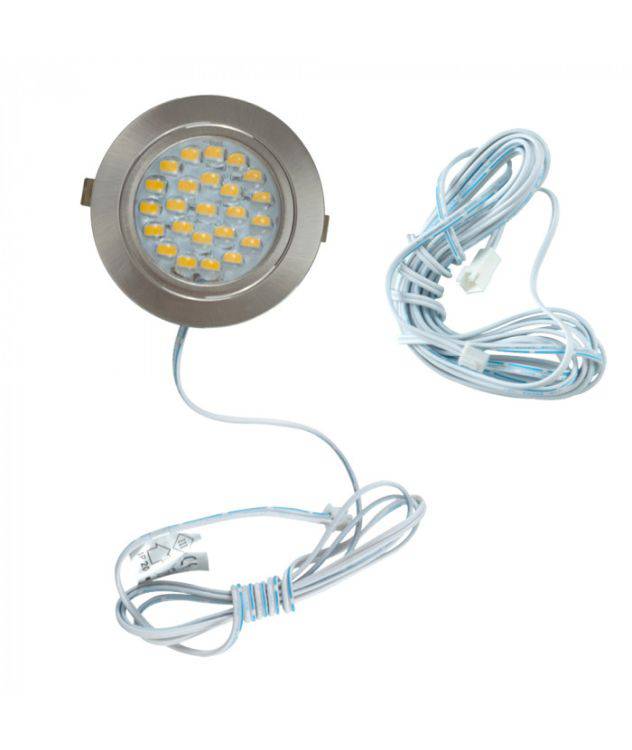 12V Satin Nickel Caravan or Boat LED Downlight-Warm White - Comet Lighting