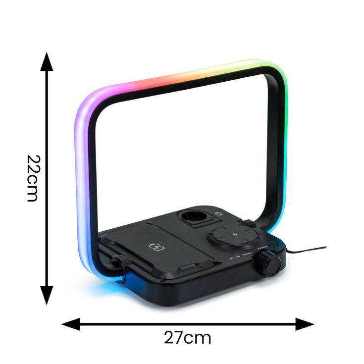 3-in-1 Wireless Charging Pad With Colour Changing Light In Black - Comet Lighting