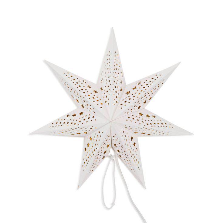 45cm Pin Up Plug In Paper Star With White Velvet Finish - Comet Lighting