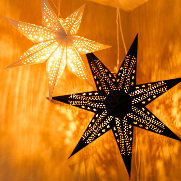 45cm Pin Up Plug In Paper Star With White Velvet Finish - Comet Lighting