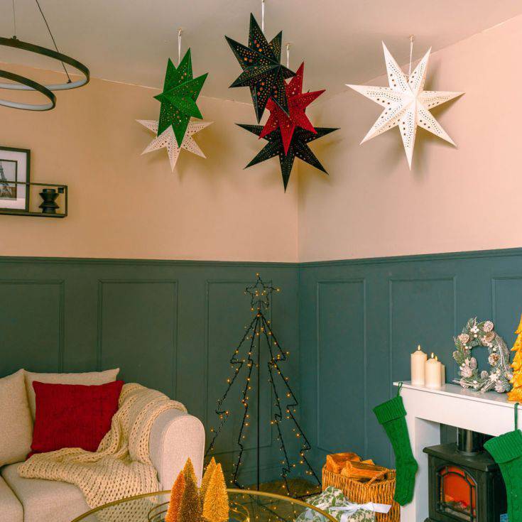 45cm Pin Up Plug In Paper Star With White Velvet Finish - Comet Lighting