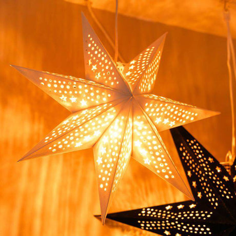 45cm Pin Up Plug In Paper Star With White Velvet Finish - Comet Lighting