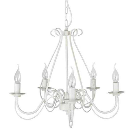 5 Way Chandelier Ceiling Light Porcelain White - Comet Lighting