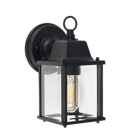 Allgreave Black and Glass Outdoor Wall Light - Comet Lighting